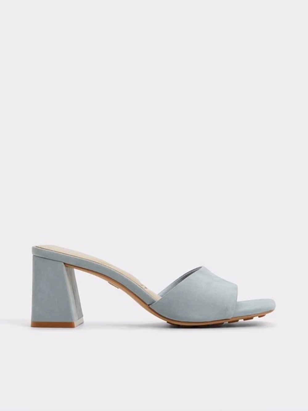 ALDO Women's Light Blue Suede Block Heel Slide Sandals
